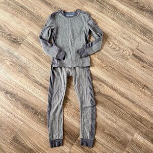 Cuddl dud boys grey fleece thermal pajama set size small